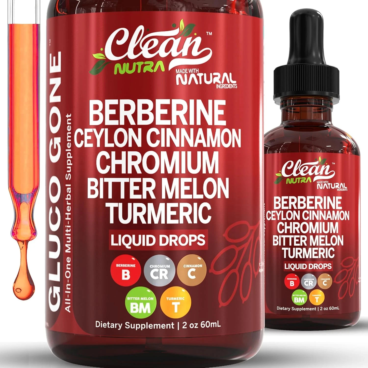 Clean Nutra Organic Ceylon Cinnamon Berberine Liquid Drops Supplement