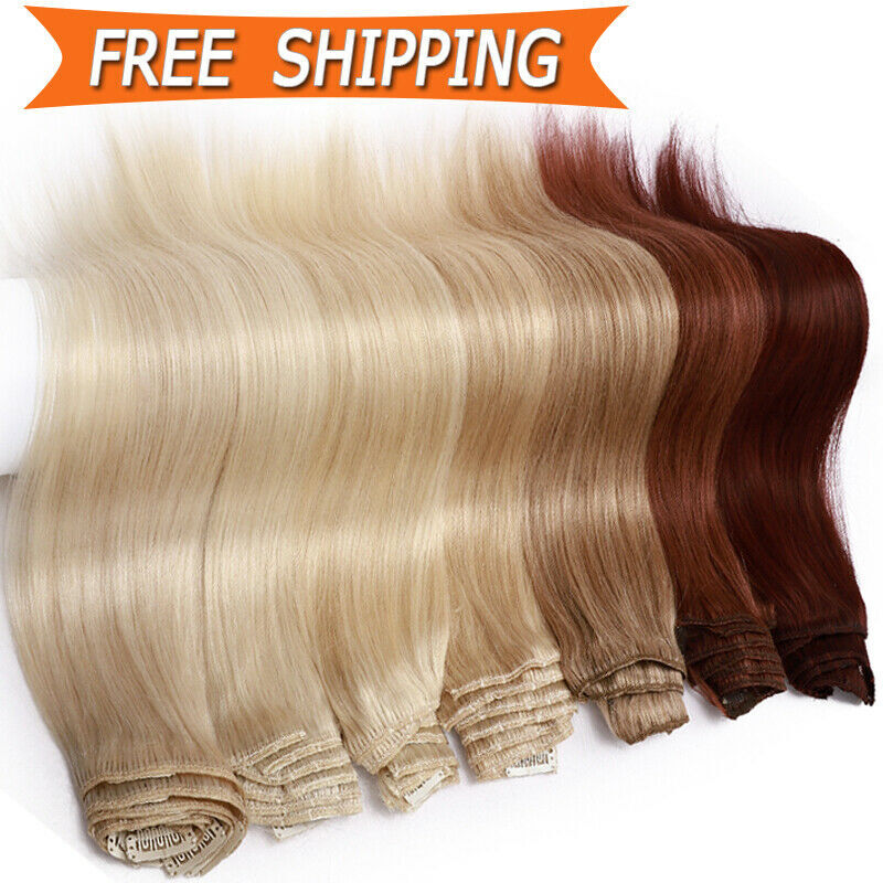 CLEARANCE Clip In Remy Hair Extensions 100% Human Hair Full Head 8Pieces 18Clips