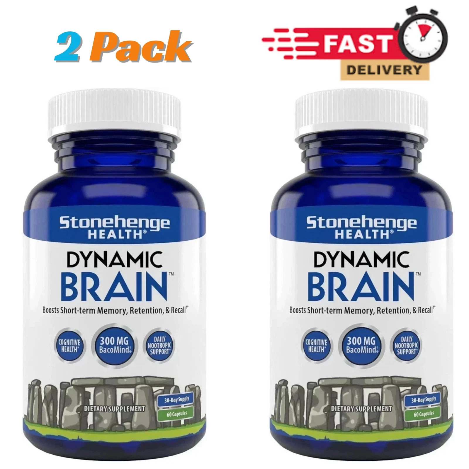 pack of 2 Stonehenge Dynamic Brain w/ BacoMind – Memory & Focus Support 60 Caps