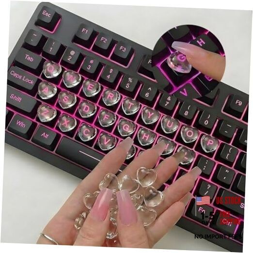 60pcs Raised Keyboard Sticker for Long Nails, Protect Nail 60 Pcs Heart 8mm