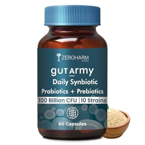 ZEROHARM Gut Army Synbiotic Probiotics Prebiotics 100 Billion 60 Caps