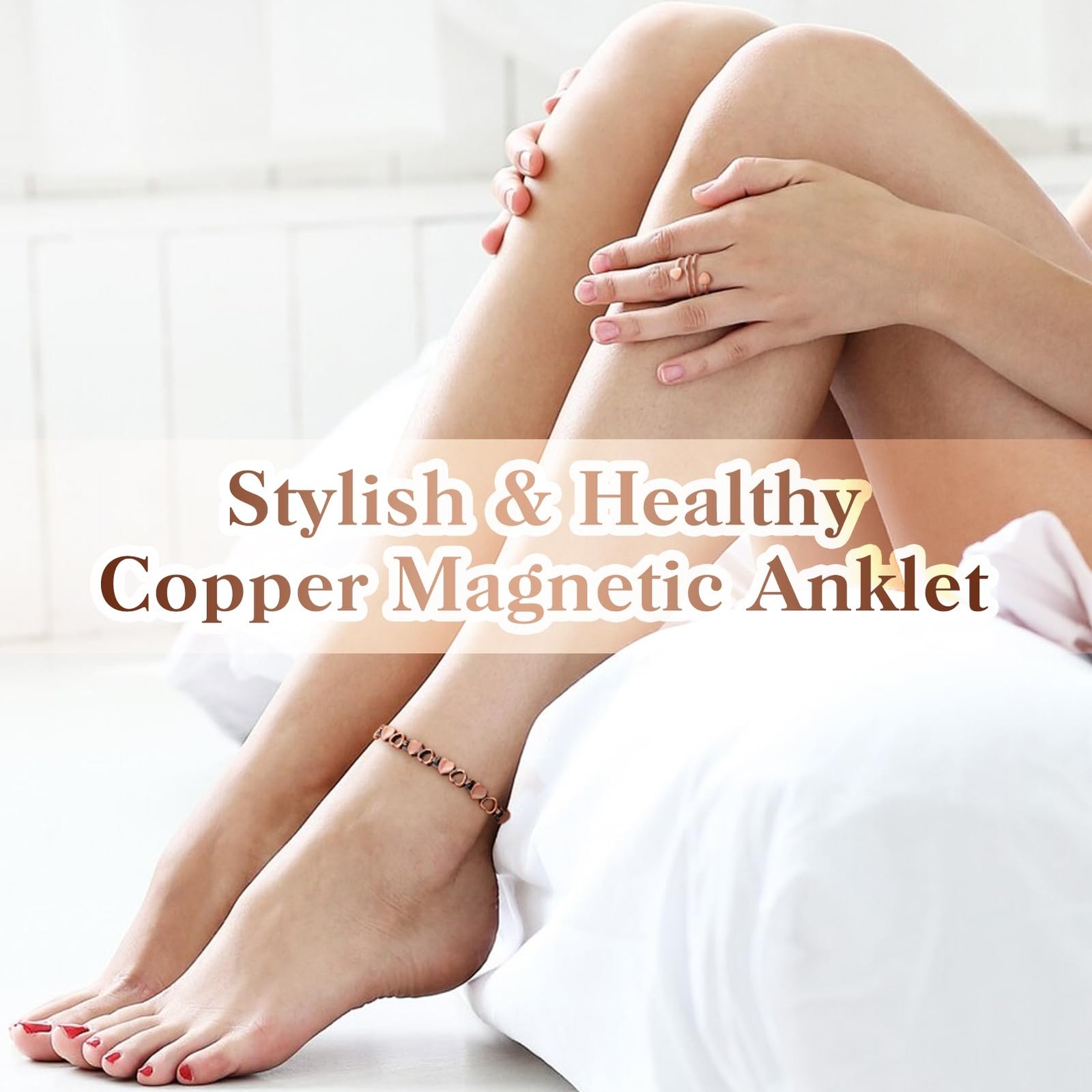 Copper Anklet for Women Magnetic Ankle & Lymphatic Drainage Ring with 3500 Ga…