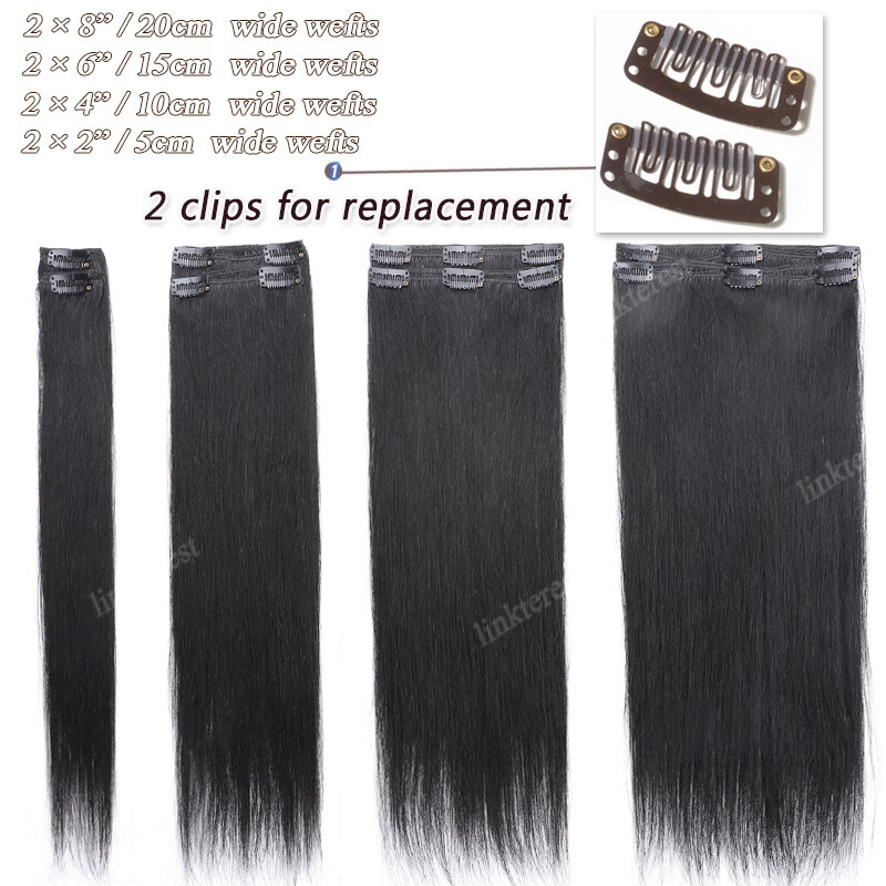 10-24inch Thick Double Weft Clip In 100% Remy Human Hair Extensions Full Head US