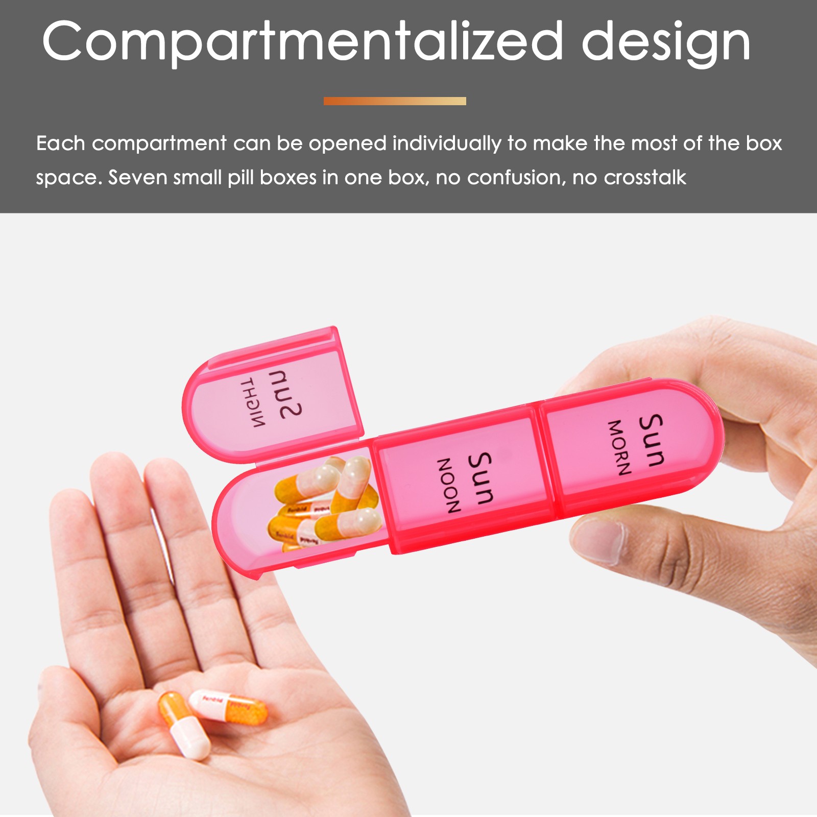 2 / 3 / 4 Times a Day Weekly Pill Box Organizer Pill Organizer Case Portable Box