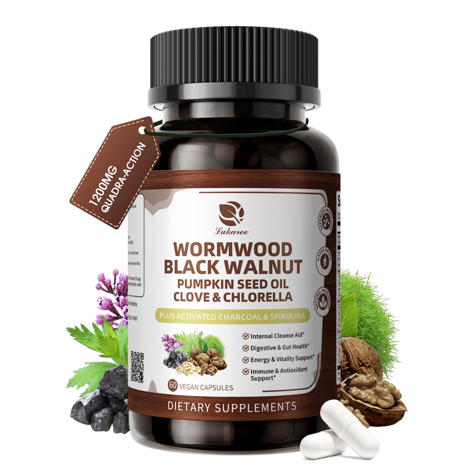 Parasite Cleanser Capsules Natural Detox Cleanse | Wormwood, Black Walnut, Clove
