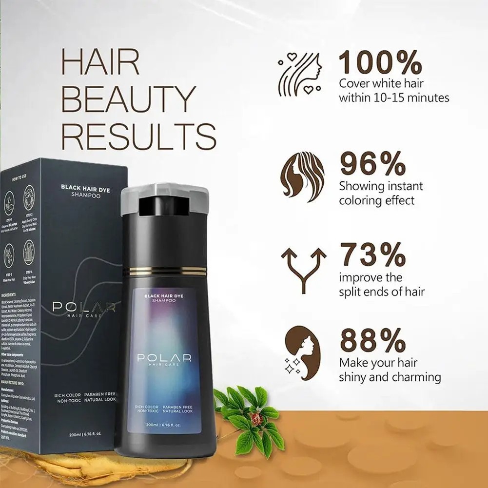 200ml Polar Hair Instant Dye Shampoo Hair Color Shampoo for Hair Natural Color