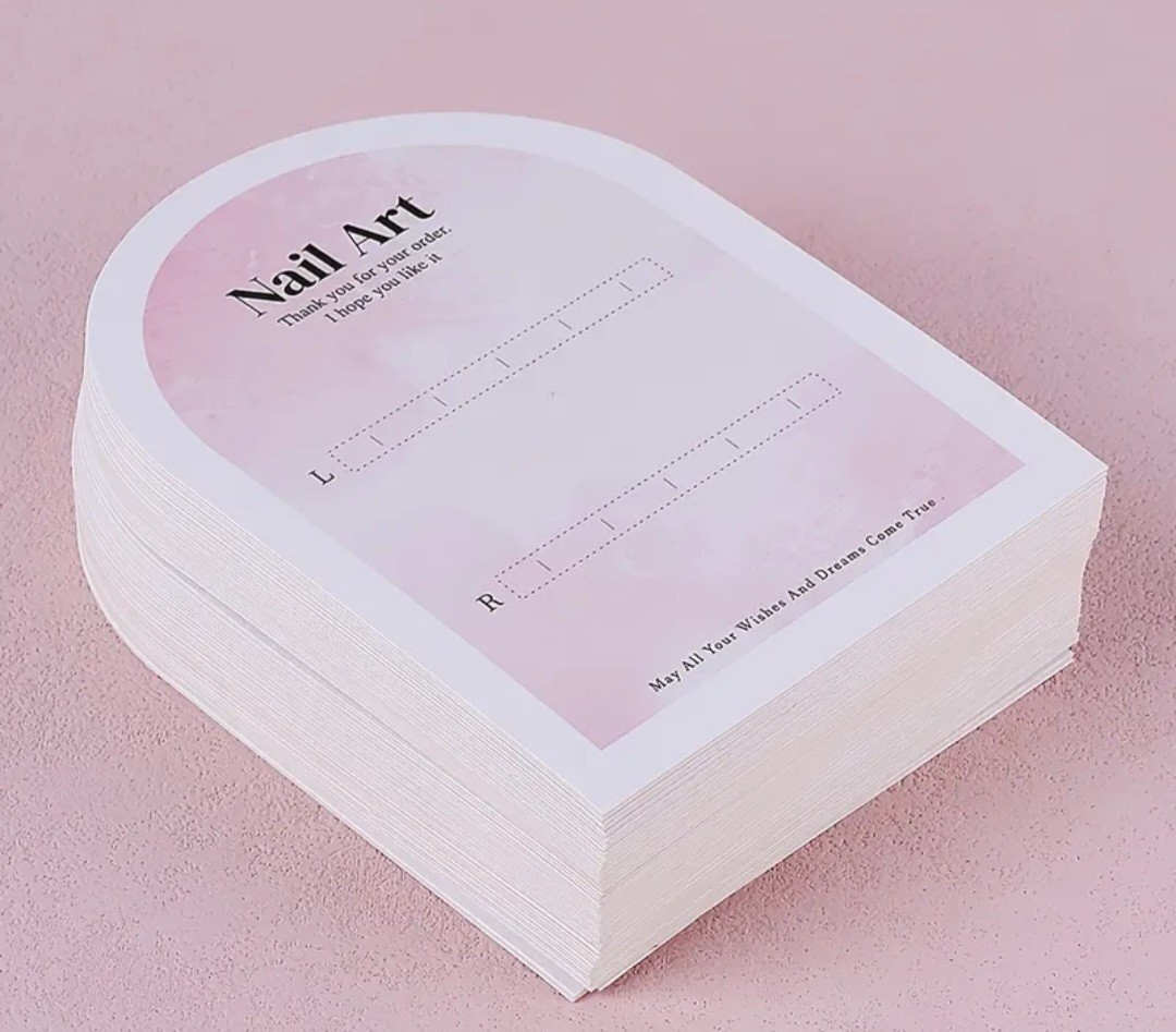 Package of 20 Pink Marble Press-On Nails Nail Art Display Cards