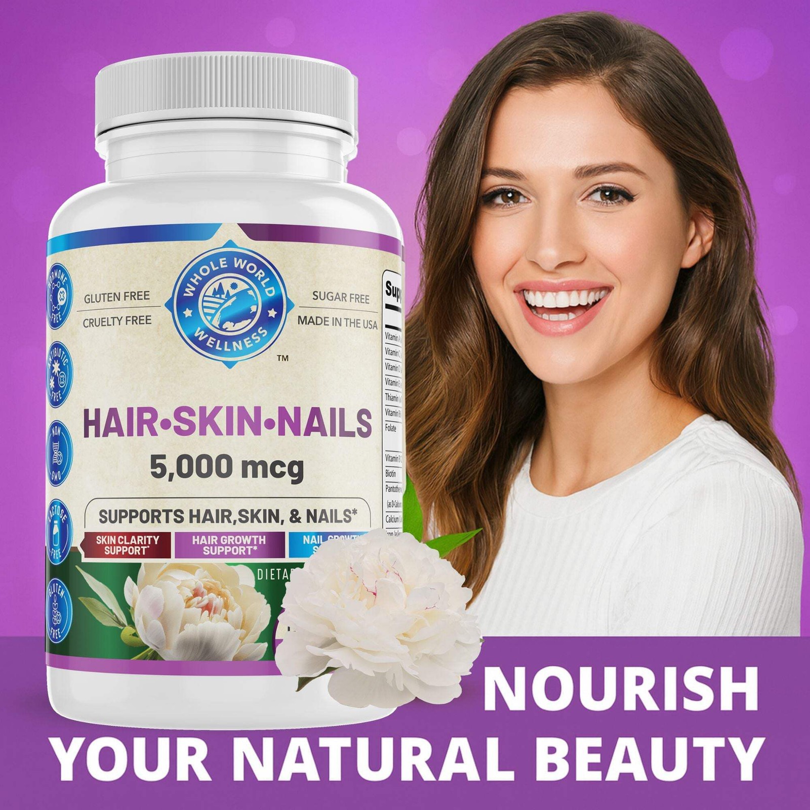 Hair Skin & Nails Formula, Supplement. USA Made.