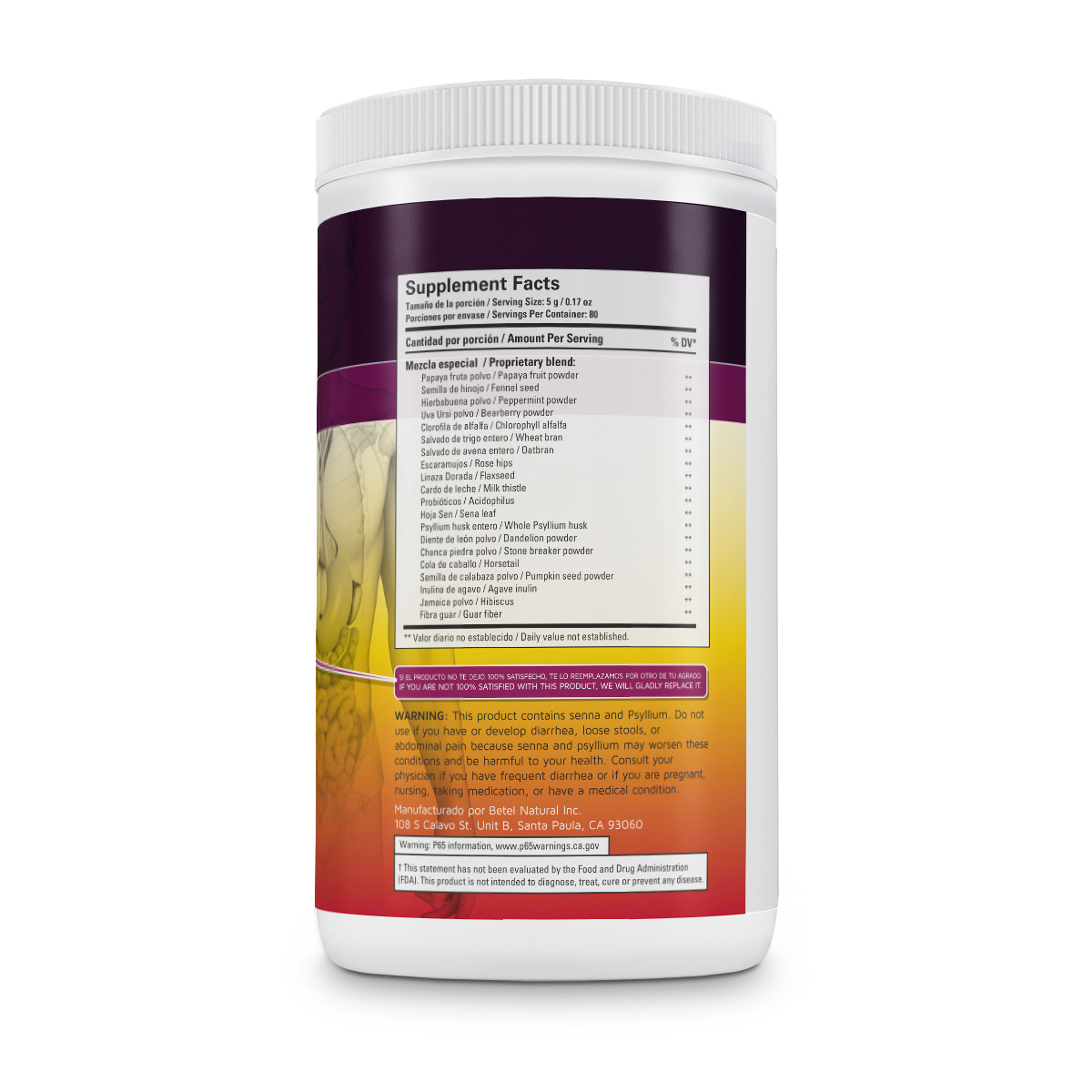 Detoxsan Total Detox Powder – Colon Cleanse and More – Betel Natural 14 Oz