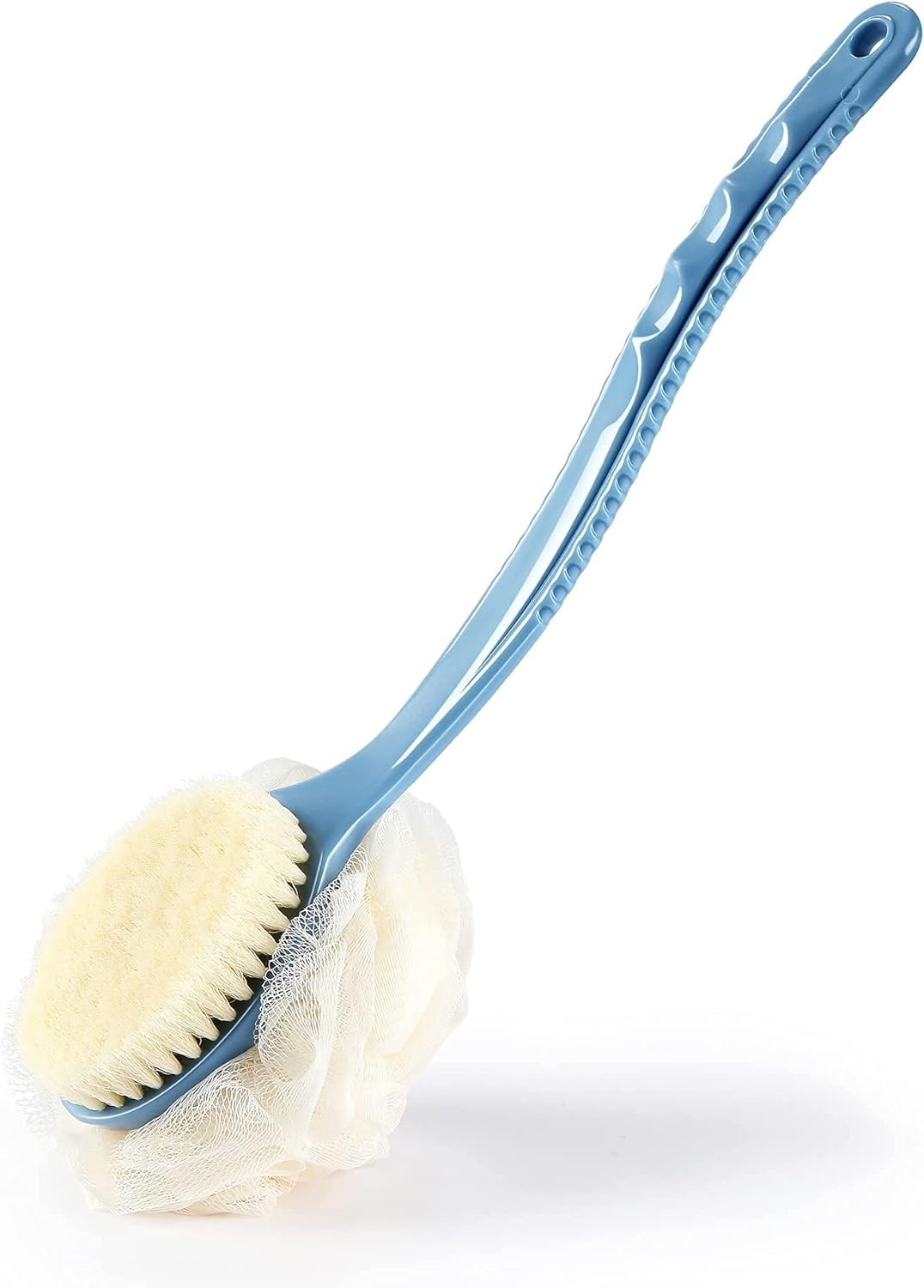 Long Handle Back Scrubber with Bristles & Loofah – Stress Relief for Bathing