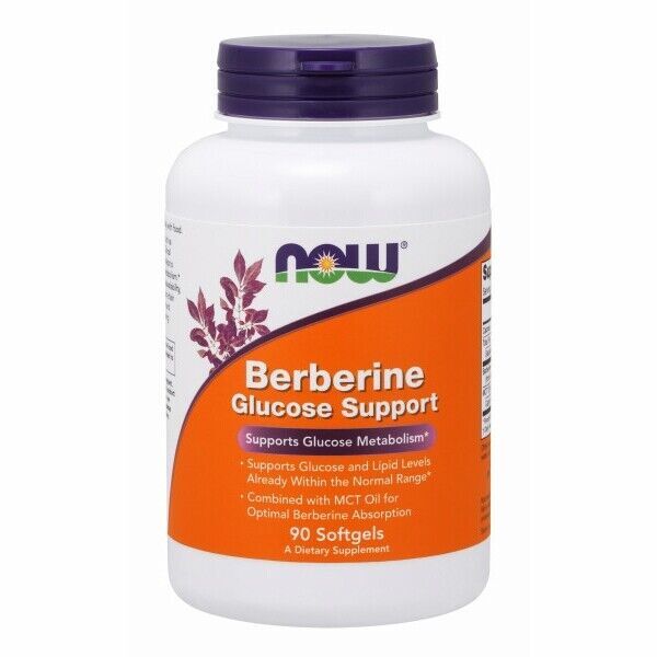 NOW Foods Berberine Glucose Metabolism Support 90 gels 400mg MCT C10 FRESH 5/25