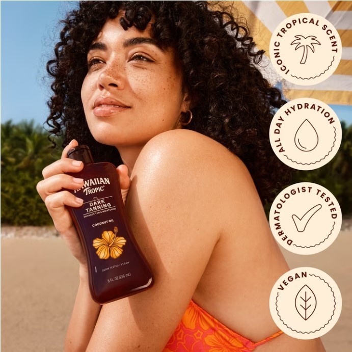 Hawaiian Tropic Dark Tanning Oil 8 oz Classic Coconut Fragrance Sun Glow