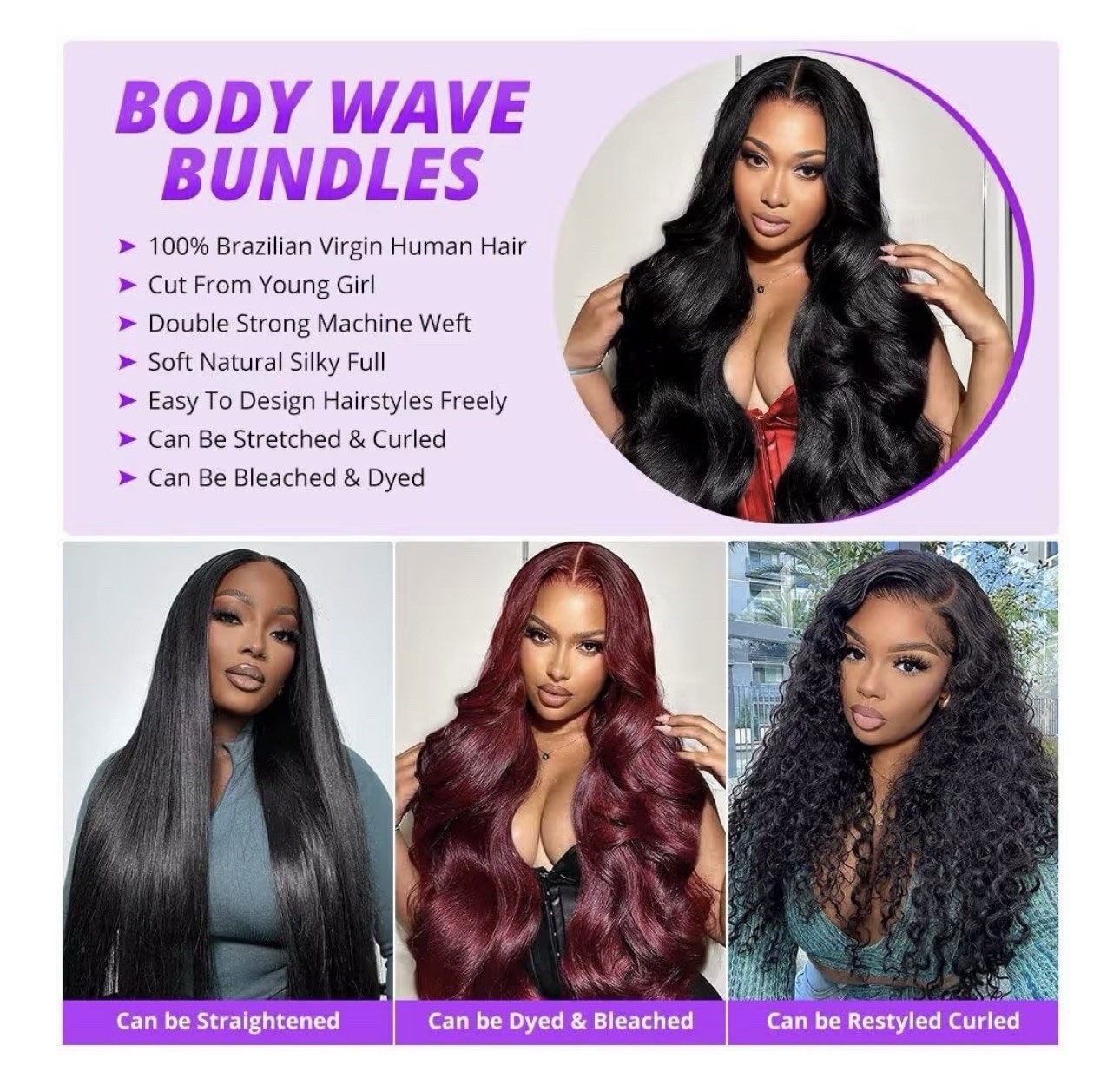 12A Human Hair Bundles 20 22 24 26 Inch Body Wave Bundles Human Hair 100%