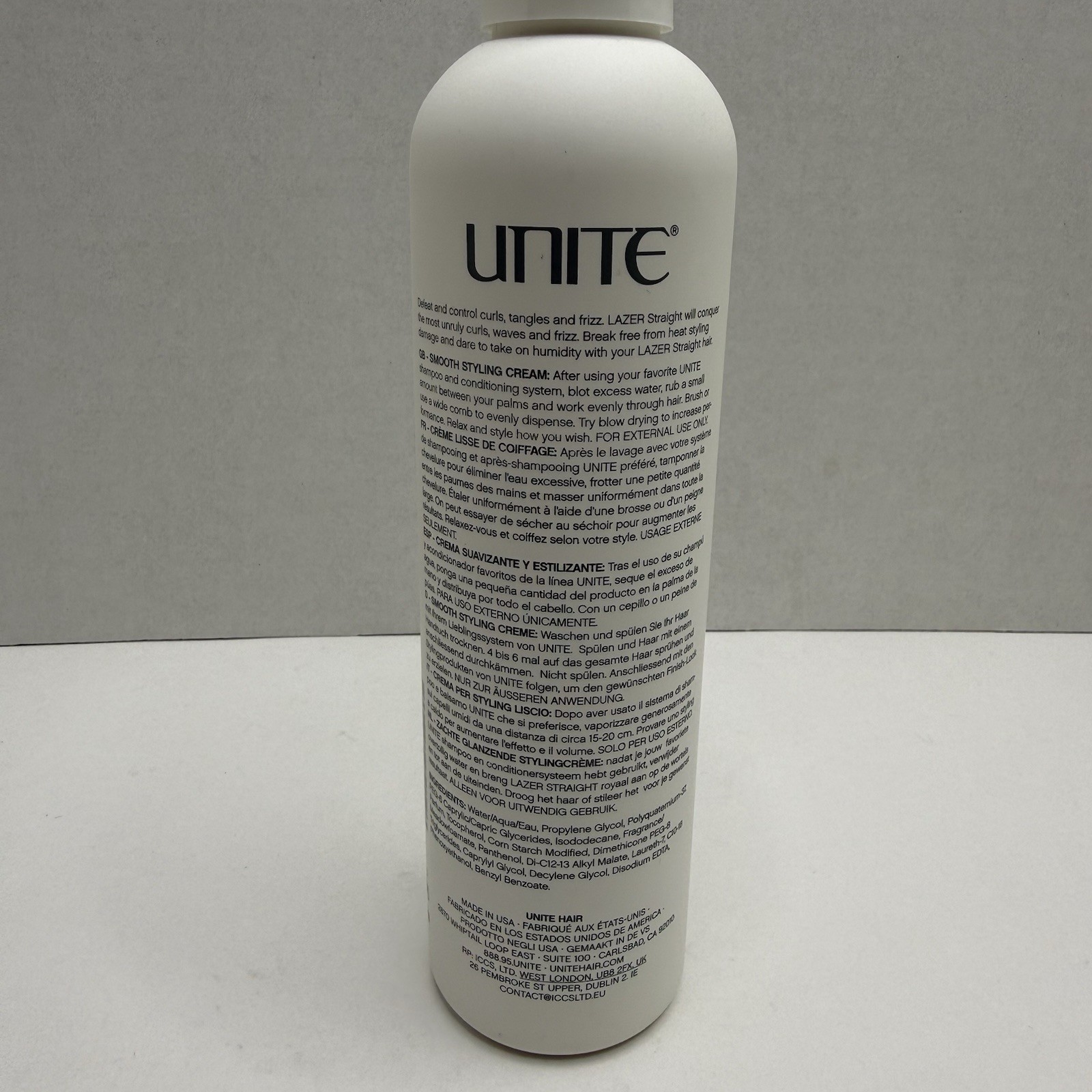 UNITE LAZER Straight Relaxing Fluid Smooth Styling Cream 8oz New