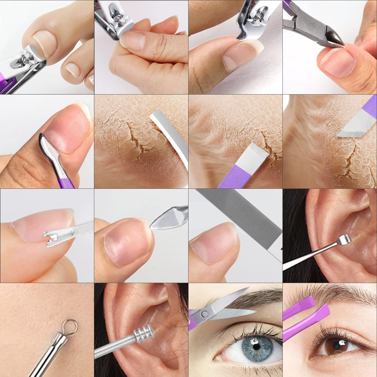 GMOX Stainless Steel Nail Care Set 16pcs Manicure Pedicure Grooming Kit Tools