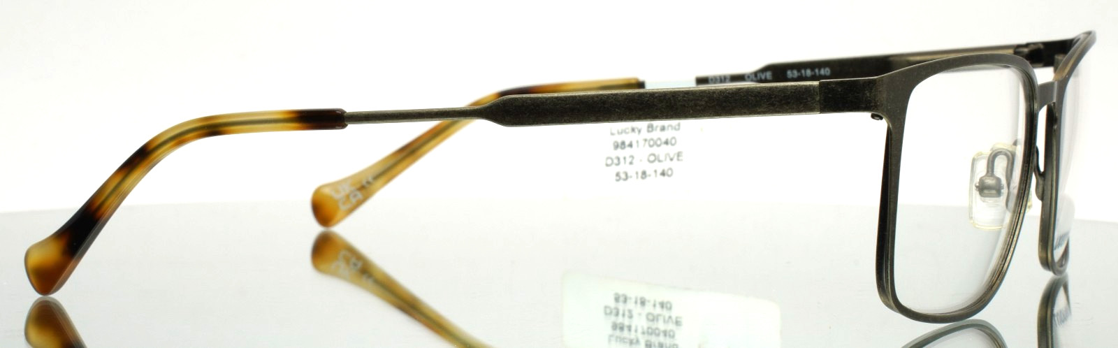 LUCKY BRAND D312 Olive Unisex Square Full Rim Eyeglasses 53-18-140 B:38