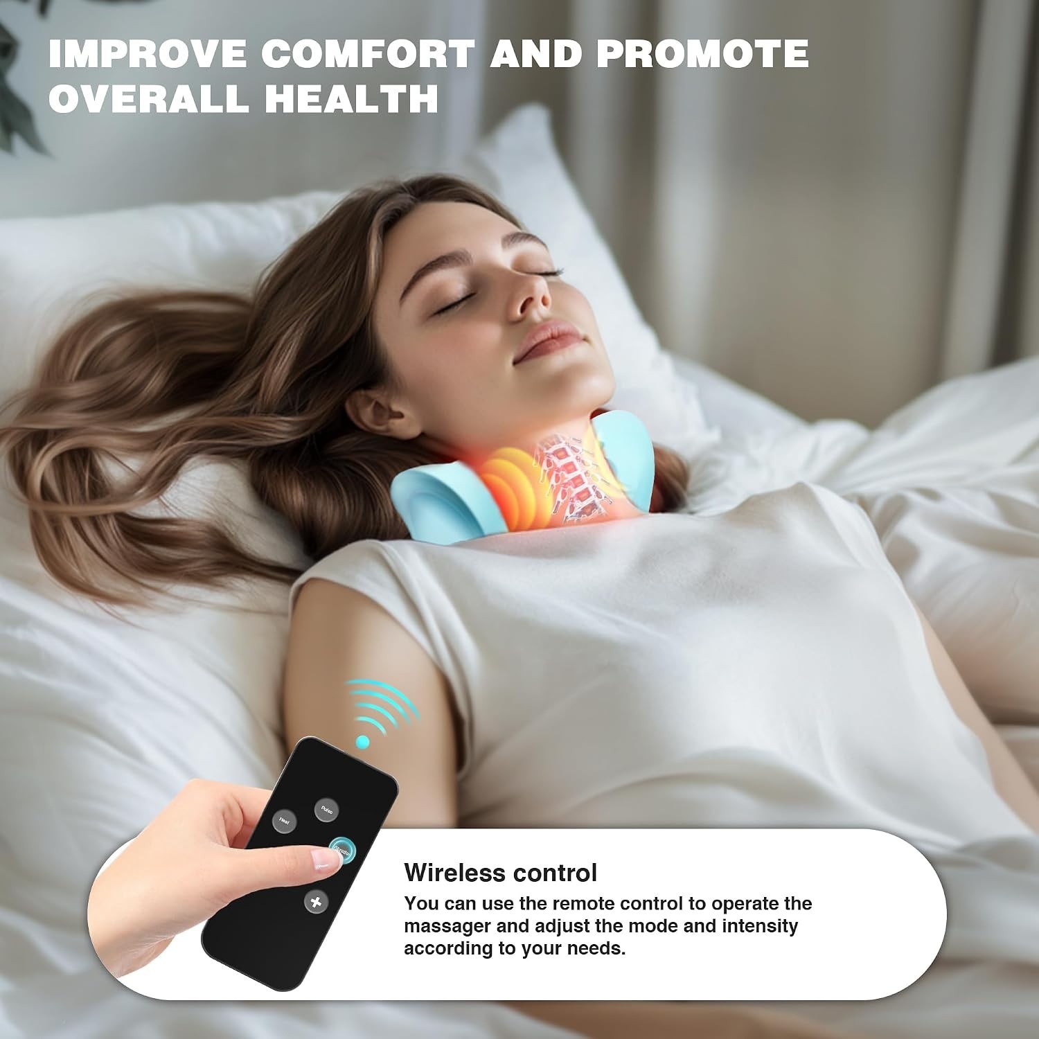 Hugterra Neck Massager 2025, Neck and Shoulder Relaxer with Heat, 3 Modes, Porta