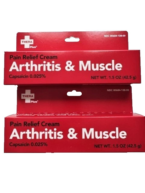 SET OF 2 Thera Plus Extra Strength Arthritis Muscle Pain Relief Cream 1.5oz
