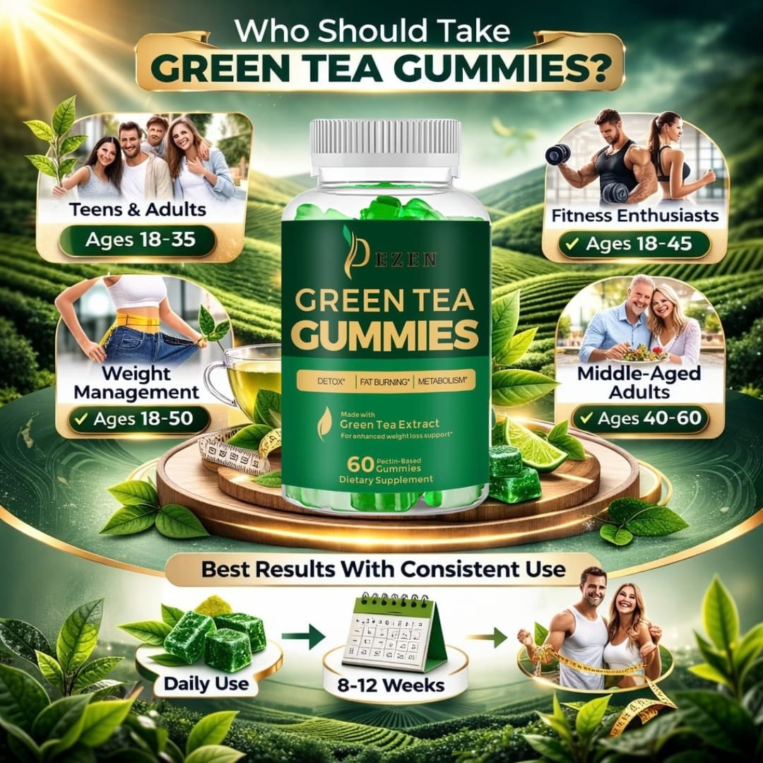 Fat Burner Green Tea Gummies, Metabolism & Weight Loss Supplements 60 Each