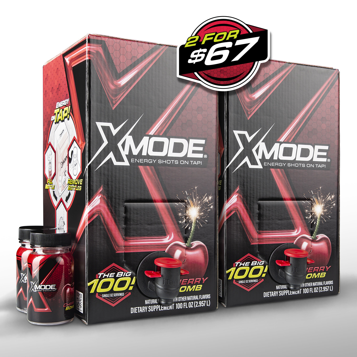 XMODE Extra Strength Energy Shots (Cherry) – 200 on Tap – Compare to Kirkland