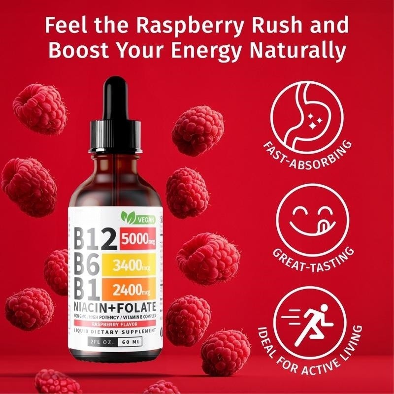 5 In 1 Vitamin B Complex – B6 B1 B12 Liquid Drops 5000mcg – Add 3 Only Pay 2 !