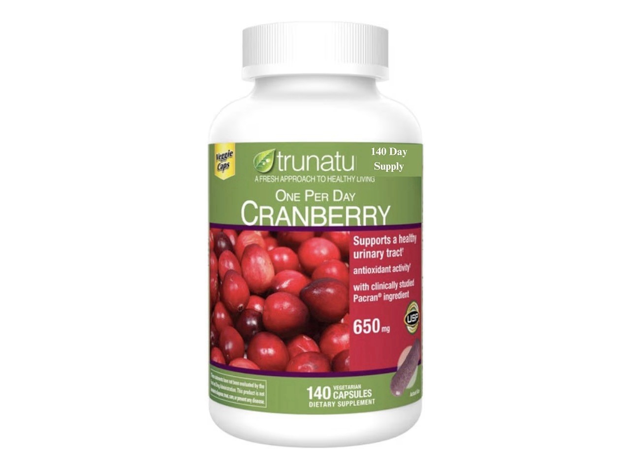 Trunature CRANBERRY 650mg, 140 Capsules EXP 1/2027