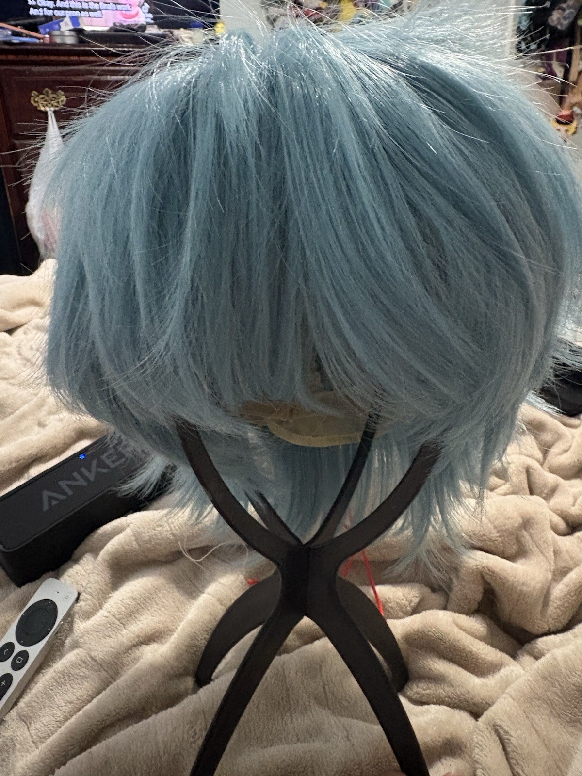 Blue Short Straight Cosplay Wig Colored Hair Hairpiece
