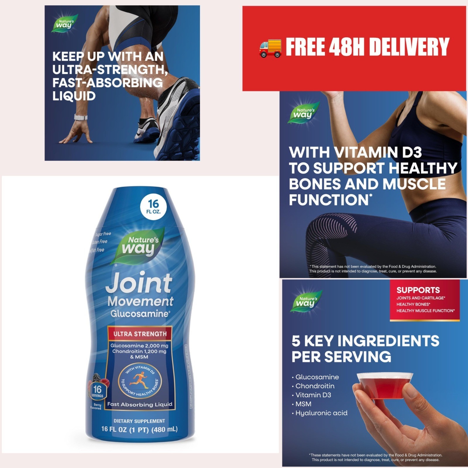 Nature’s Way Joint Movement Glucosamine Liquid 16 oz Berry Flavor