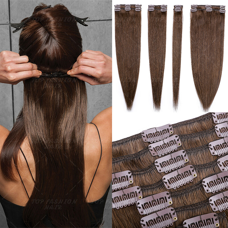 100% Clip In Remy Human Hair Extensions Full Head 8pcs Weft 10-24inch Highlight