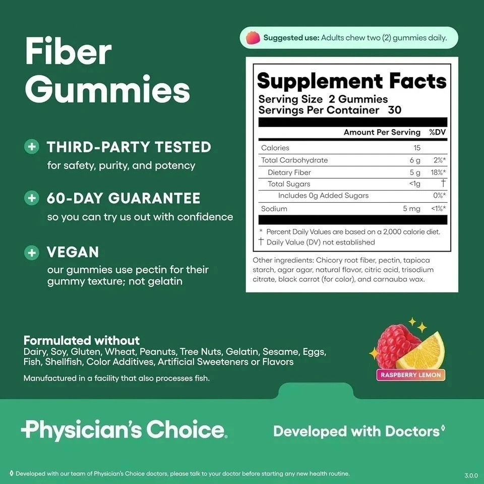 Physician’s Choice Fiber Gummies 3-Pack: Digestive Health & Regularity