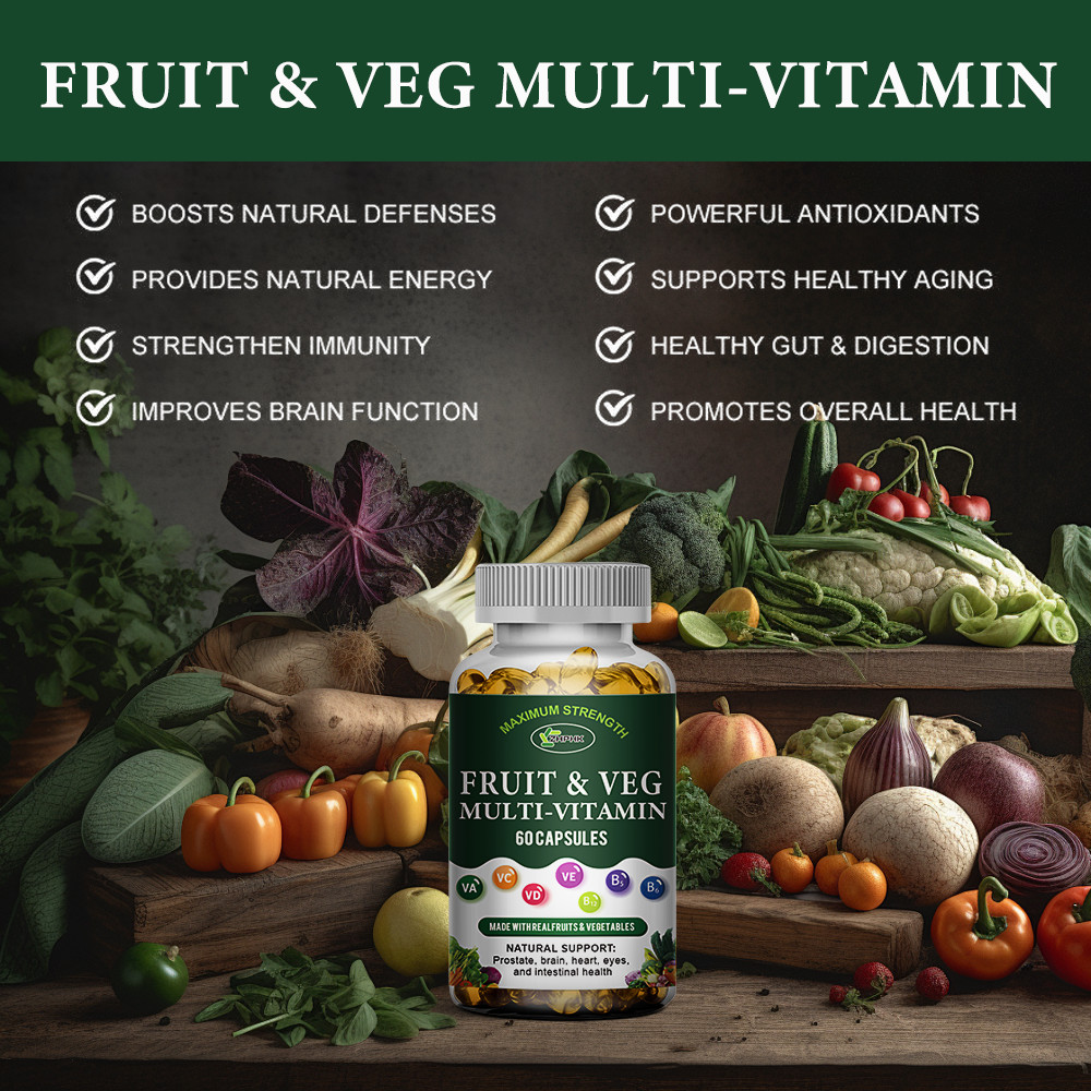 60Pcs Fruits and Veggies Supplement Balance of Daily Nature Fruits & Vegetables