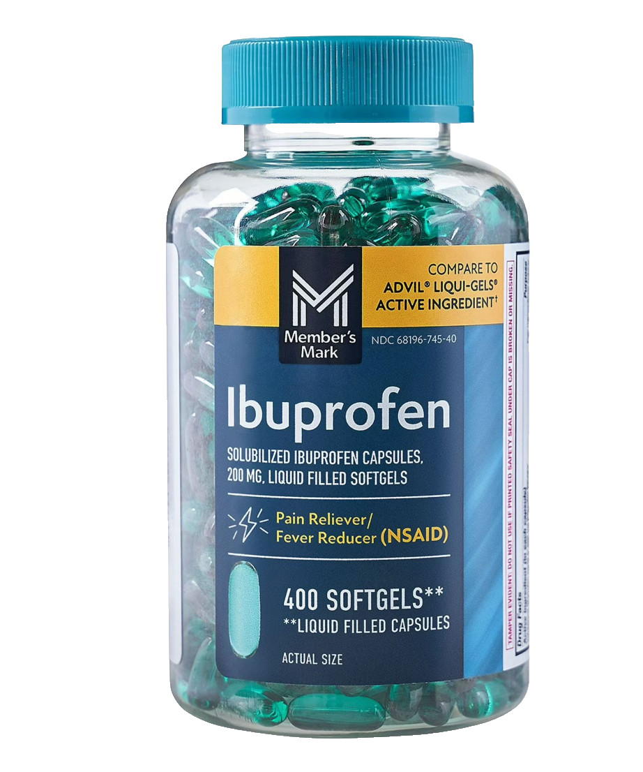 Member’s Mark Ibuprofen 200mg Liquid Softgels 400 Ct NSAID Pain Relief