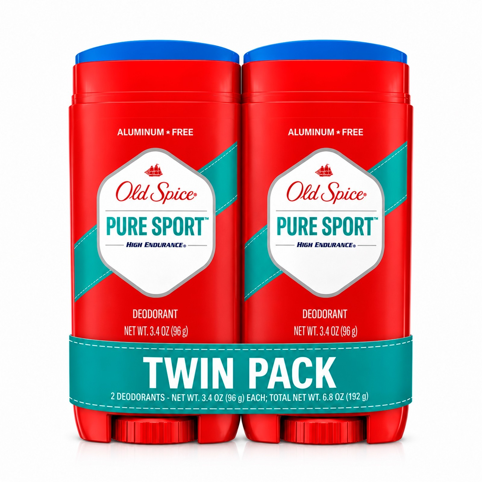 Old Spice Pure Sport Deodorant Men Aluminum Free 3.4 oz Twin Pack 2 Pack