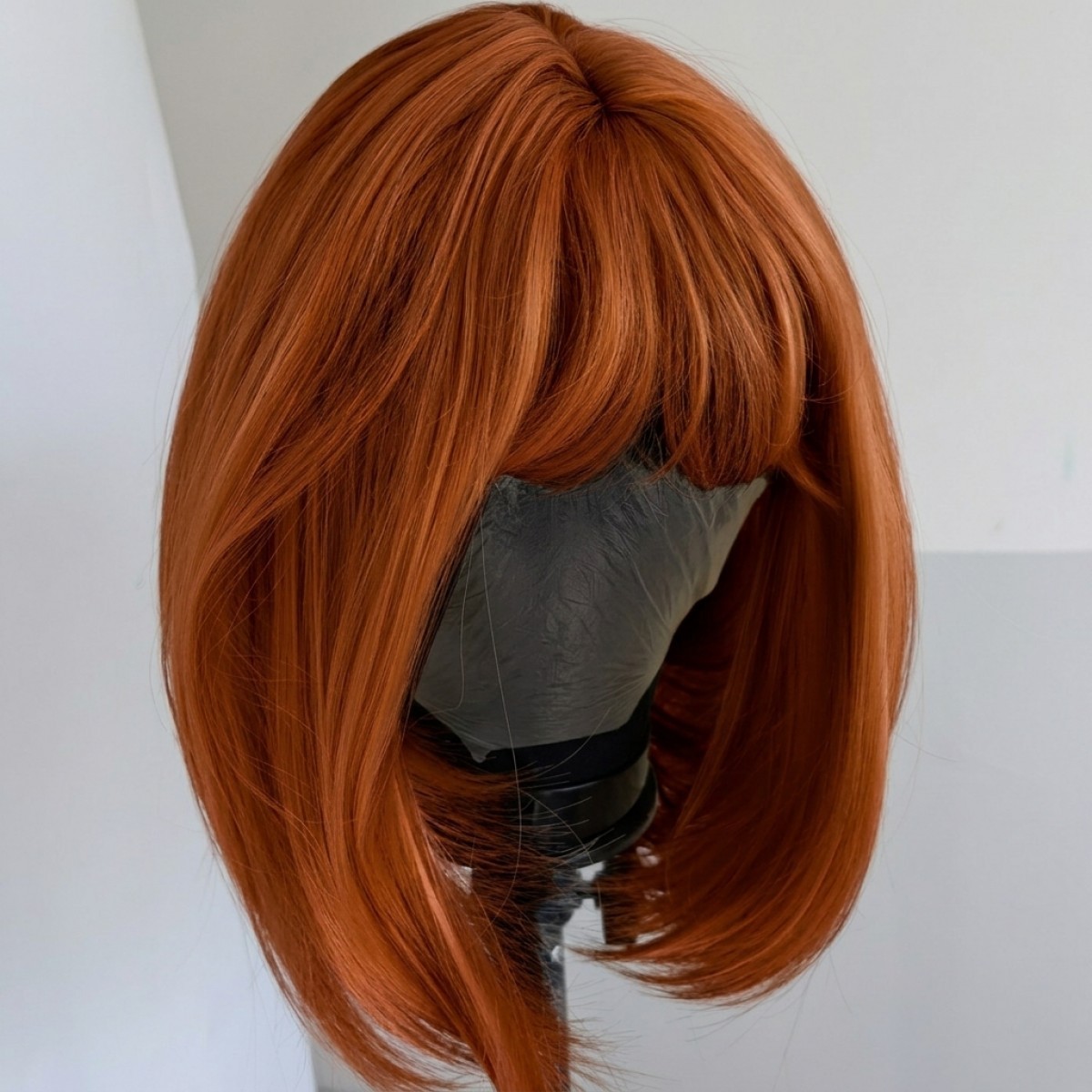 Bob Straight Copper Red Heat Resistant Hair Costume Wig With Bangs