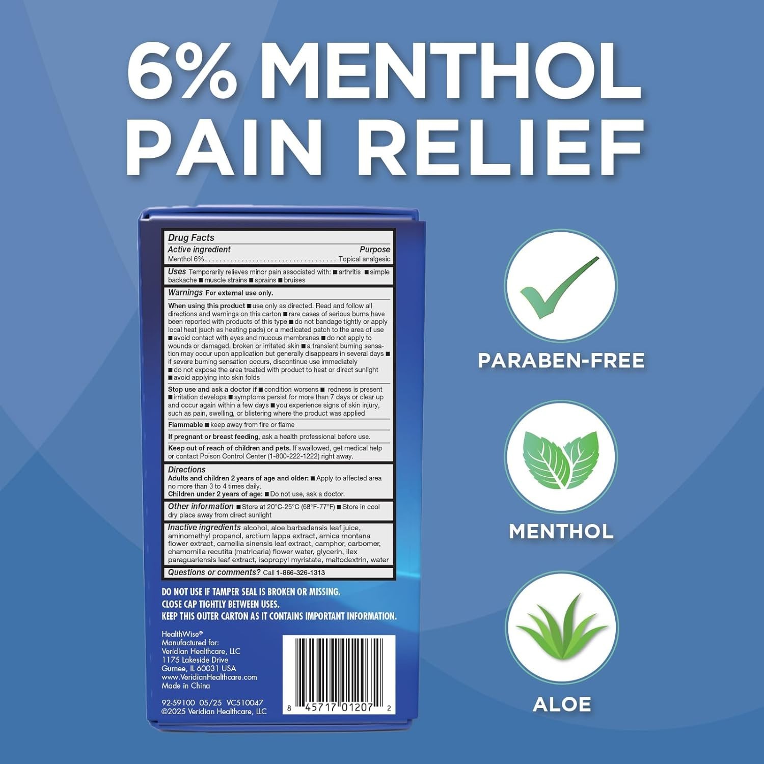 Instant Relief Menthol Roll-On Gel – Cold-Hot Sensation 3 oz. for Discomfort