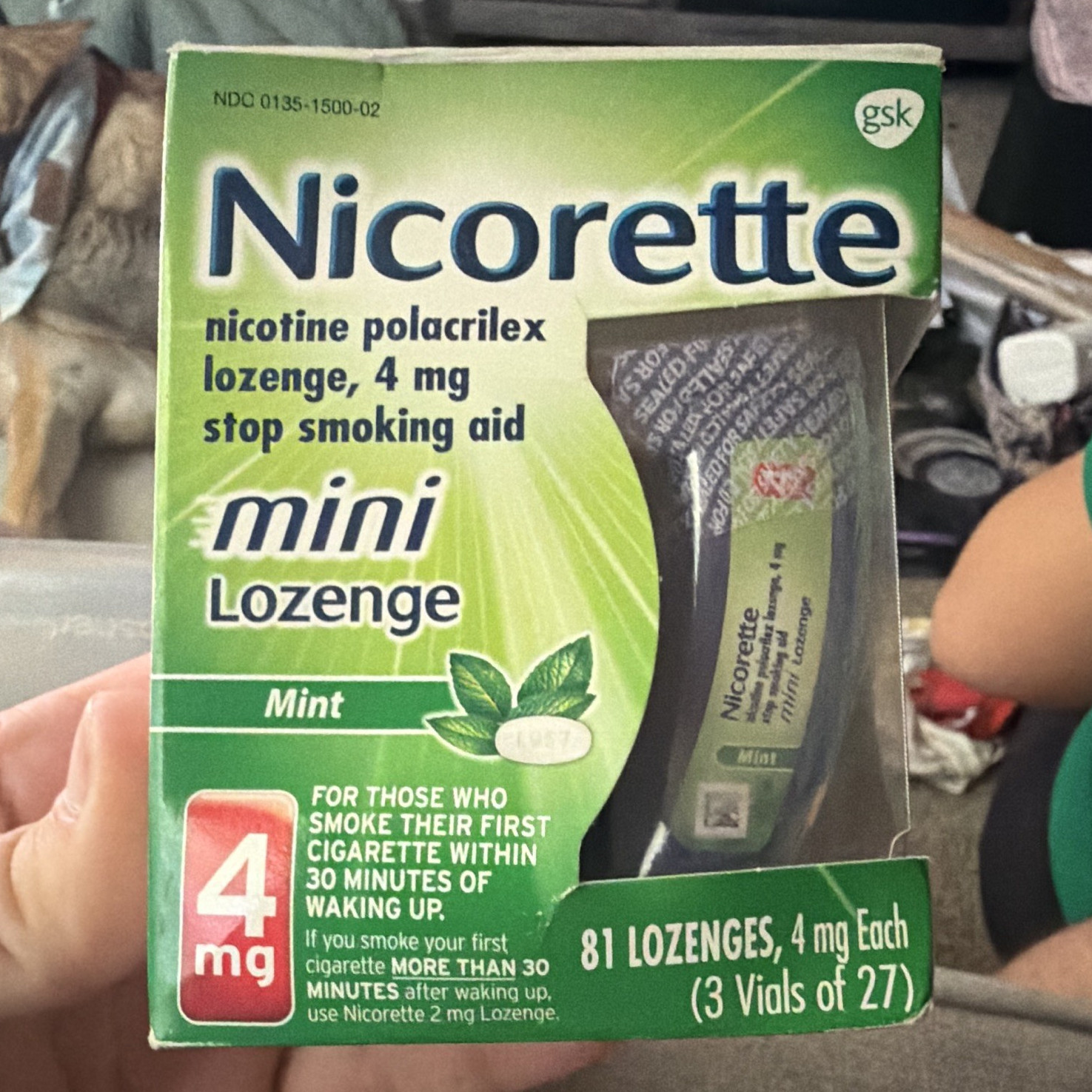 Nicorette Mini Mint 4mg Nicotine Polacrilex Stop Smoking Lozenges 81 ct