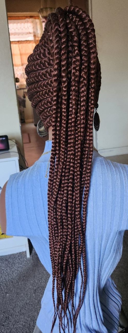 Fully hand braided Ghana banana cornrows wig poney tail libre Dark brown