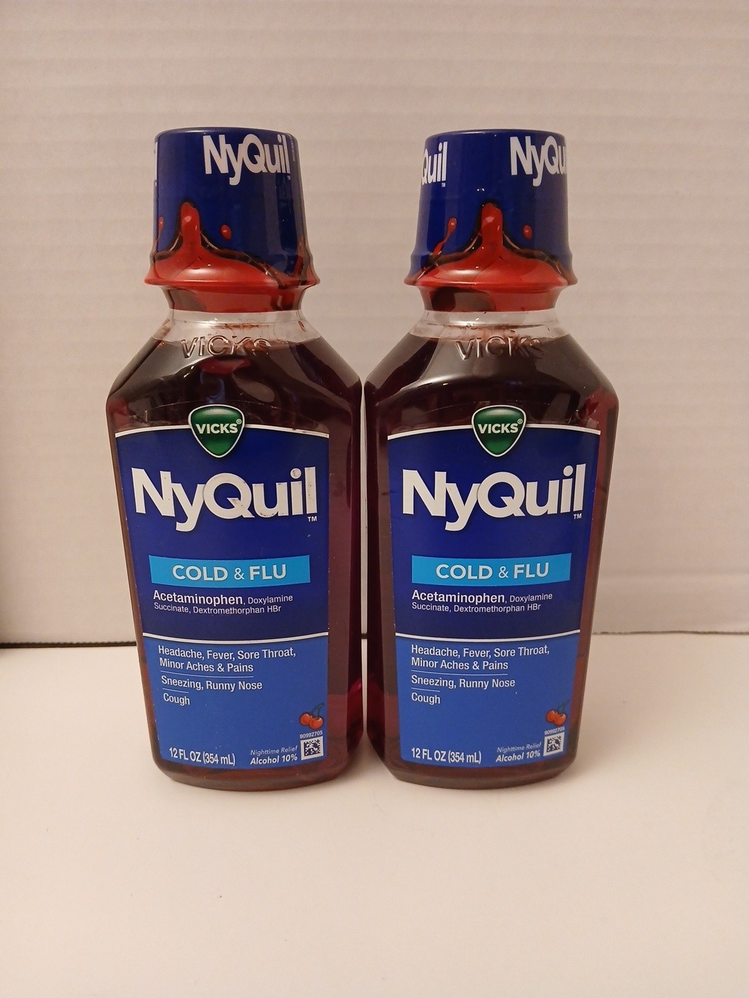 TWO Nyquil Cold & Flu Acetaminophen 12 FL OZ EACH Cherry Flavored EXP: 06/2028