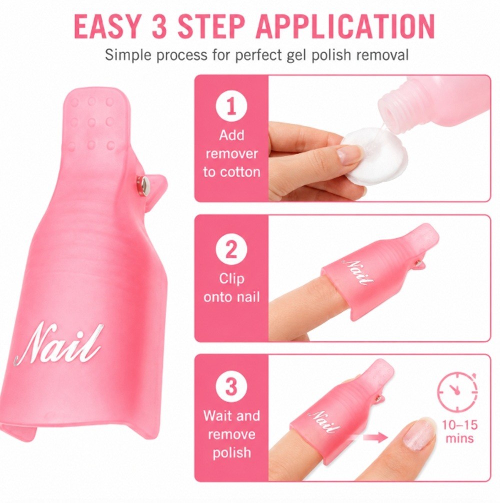 10 Pack Gel Nail Polish Soak Off Clips Manicure Pedicure Wrap Holders