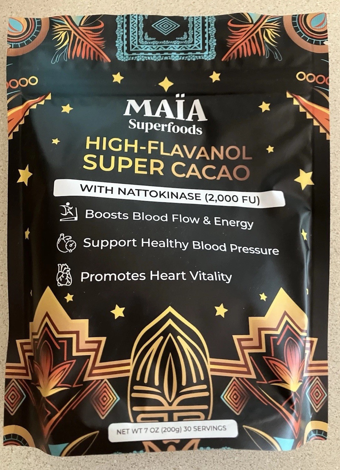 Maia High-Flavanol Super Cacao 7oz, 30 Servings-4 Count