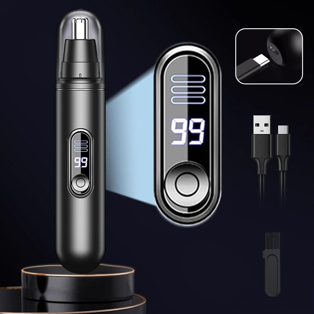 Electric Nose & Ear Hair Clipper- USB Rechargeable With LED Screen for Men Women