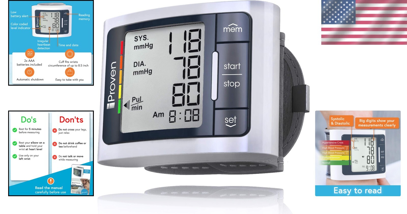 FSA HSA Eligible Blood Pressure Monitor Wrist – Accurate Readings in 30 Seconds