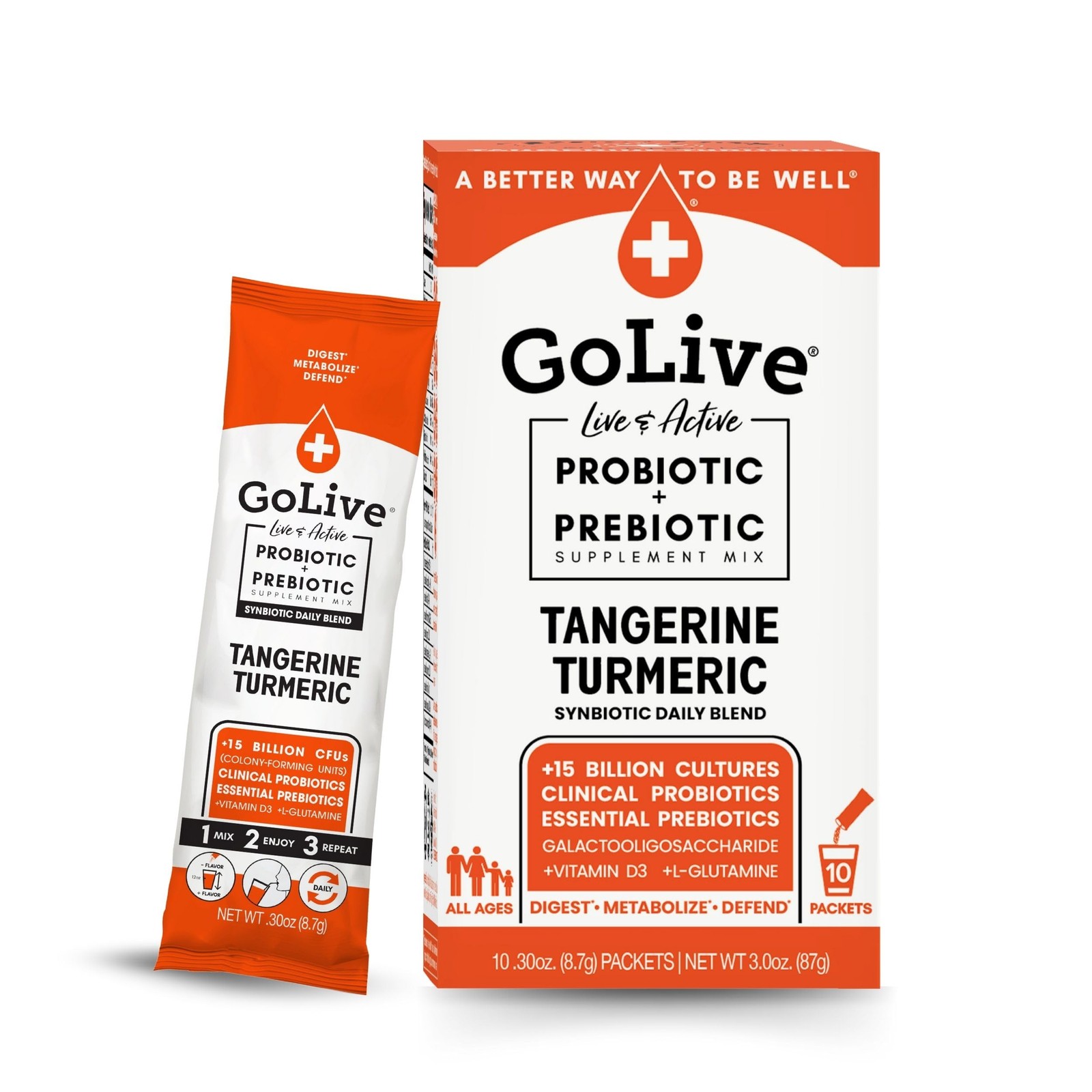 Prebiotic and Probiotic for Women, Men, Kids. Tangerine Turmeric Synbiotic Po…