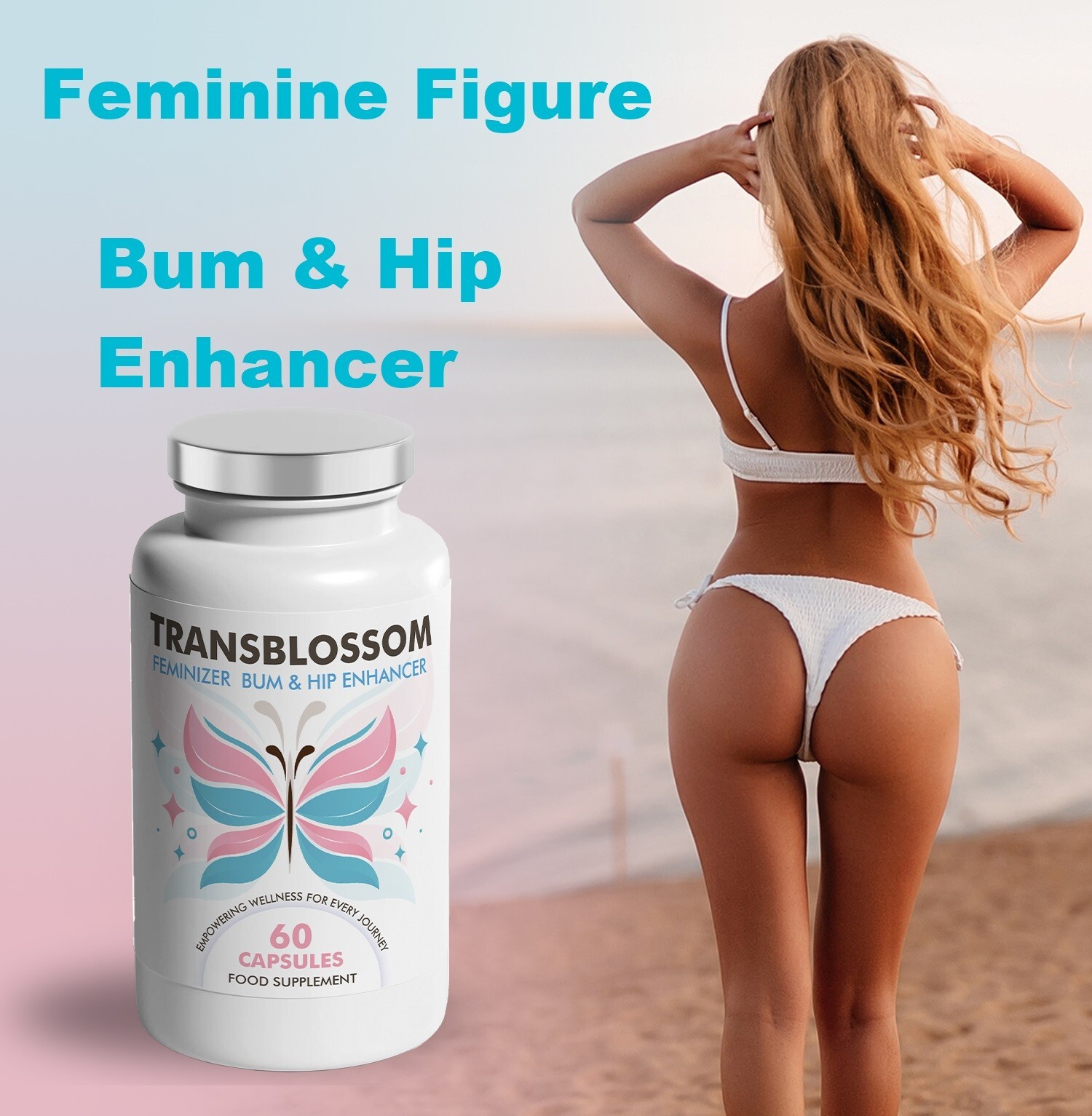 TransBlossom Bum & Hip Capsules – Bigger, Rounder, Firmer, Feminine Bottom – 60