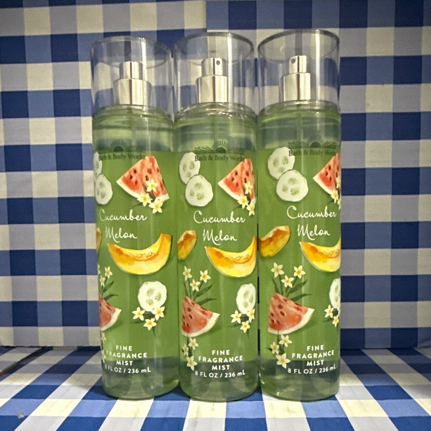 Lot 3 Bath & Body Works Cucumber Melon Fine Fragrance Mist 8 fl oz/236 mL