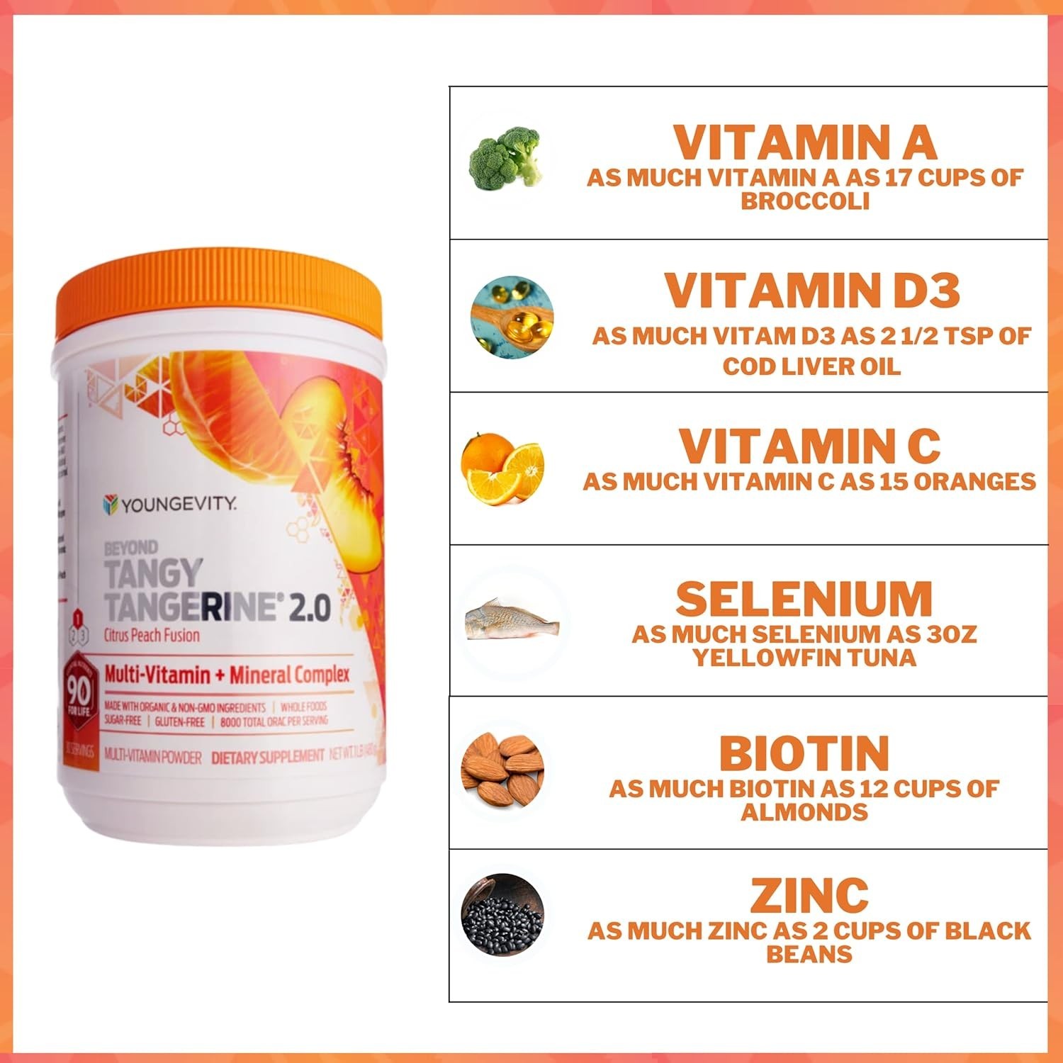 Youngevity Beyond Tangy Tangerine 2.0 Citrus Peach Infusion Canister – 480g