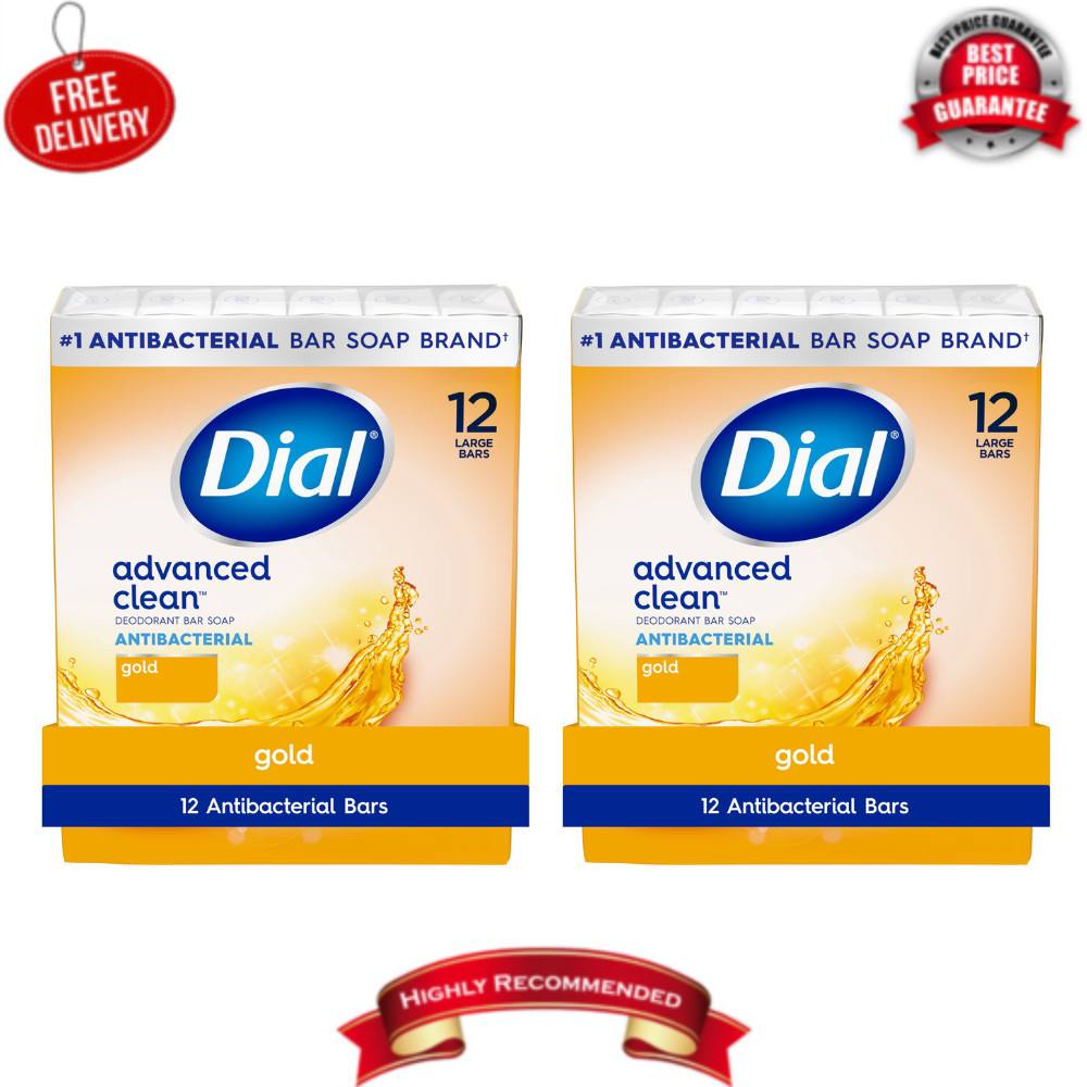 24PK Total Dial Gold Antibacterial Deodorant Bar Soap, 4 oz, 12 Bars, Deep Clean