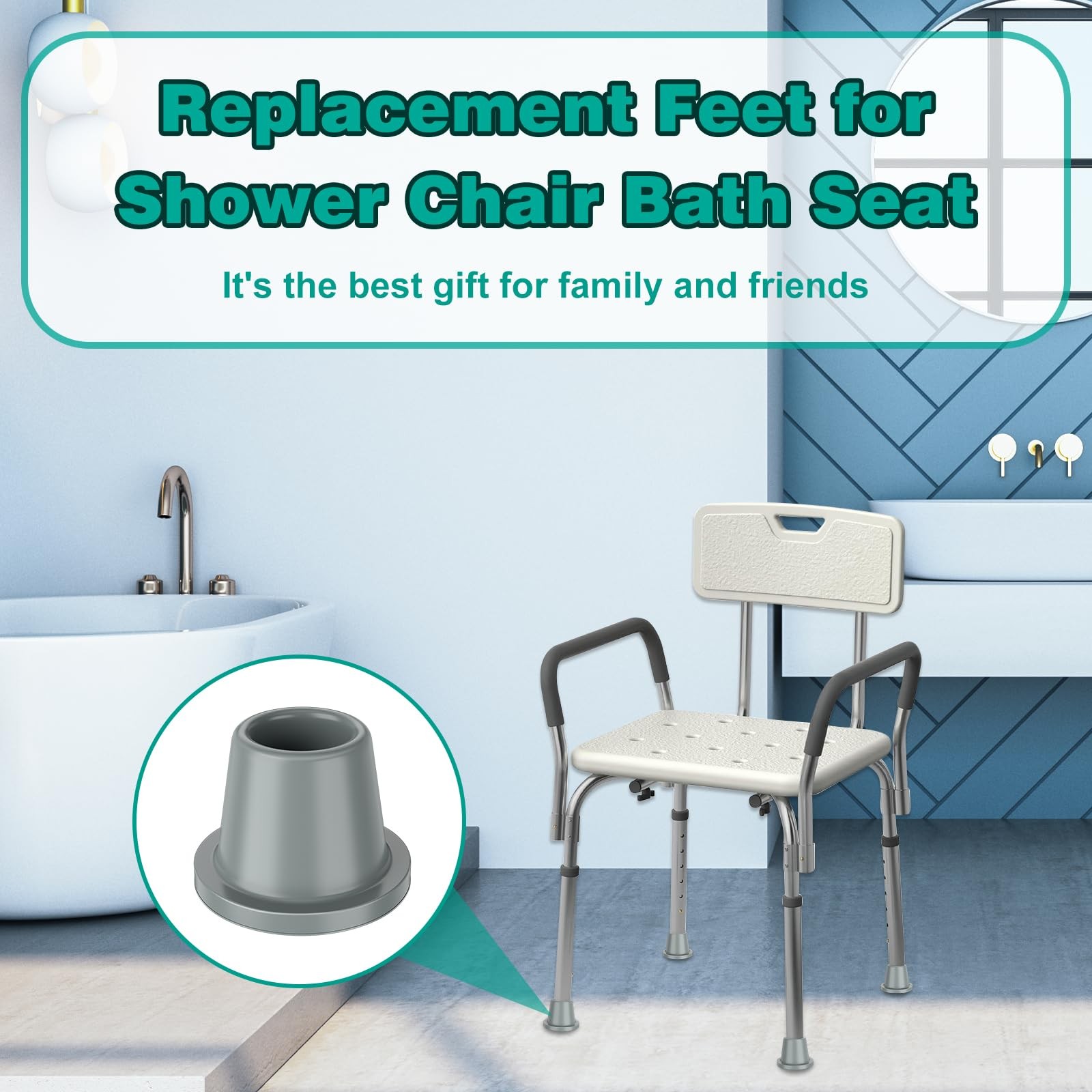 4 PCS Feet Caps Shower Chair 1 Inch I.D Heavy Duty Rubber Tub Transfer