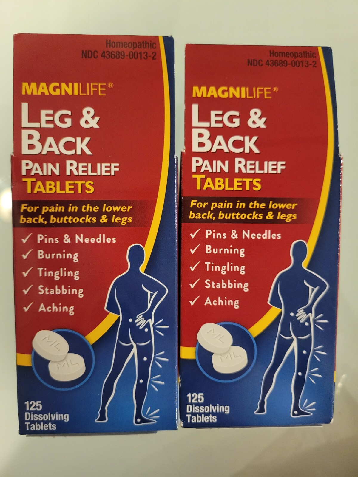 MagniLife Leg & Back Pain Relief Tablets 125 tablets each ( 2pk bundle) new