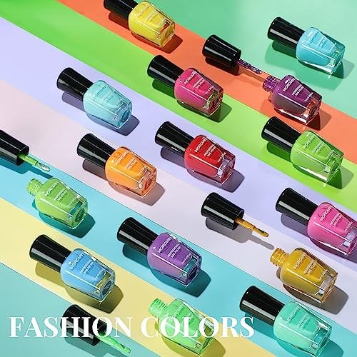 15 Bright Color 0.27oz Air Quick Dry Long Lasting Nail A1-Vibrant Rainbow
